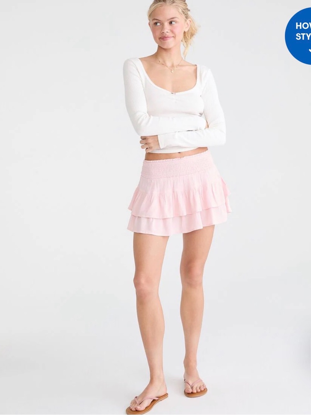 Mid-Rise Tiered Ruffle Skort